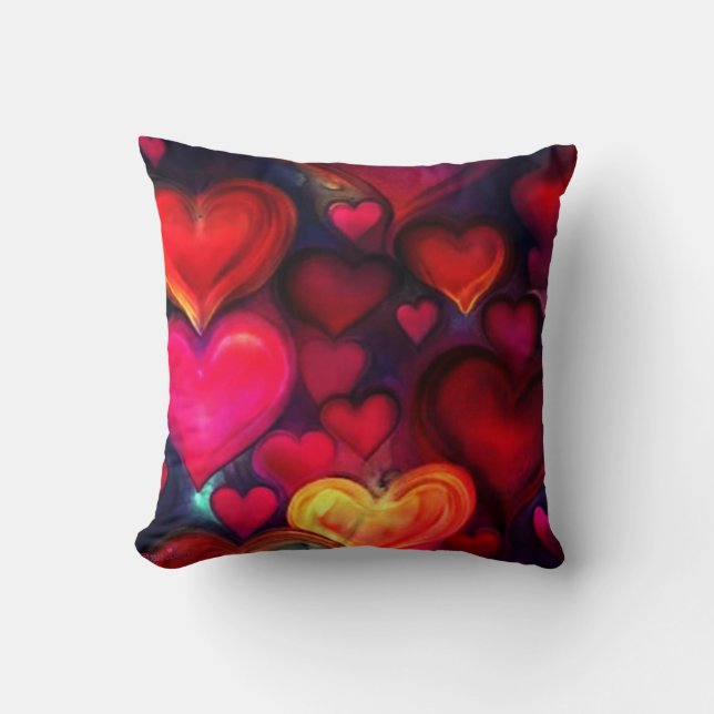 Colourful Multi Hearts Cushion (Front)