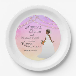 Colourful Multi-hued Bridal Shower  Round Paper Pl Plate