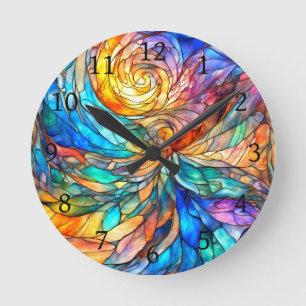 Colourful multicolor Abstract 75 twist Round Clock