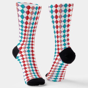 Colourful Multicolor Chequered Diamond Pattern Socks