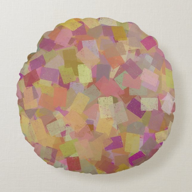 Colourful Multicolor Cubism Abstract Pattern Round Cushion (Front)