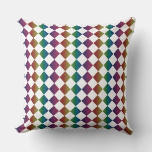 Colourful Multicolor Diamond Harlequin Chequered Cushion
