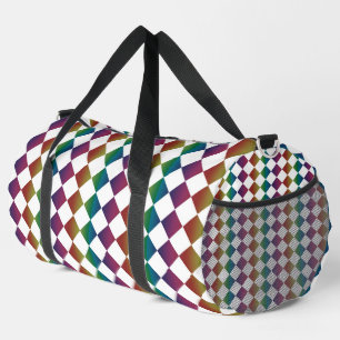 Colourful Multicolor Diamond Harlequin Chequered L Duffle Bag