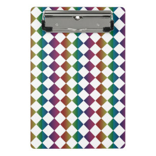 Colourful Multicolor Diamond Harlequin Chequered Mini Clipboard