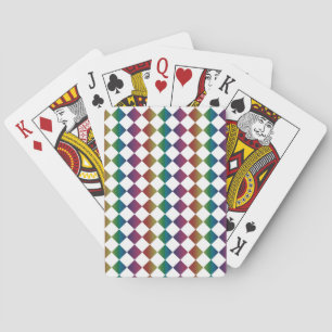 Colourful Multicolor Diamond Harlequin Chequered Playing Cards