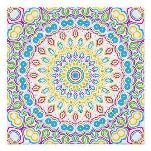 Colourful Multicolor Mandala Pattern Poster