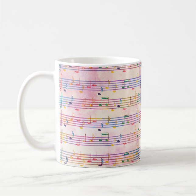 Colourful Multicolor Music Note  Classic Coffee Mug (Left)