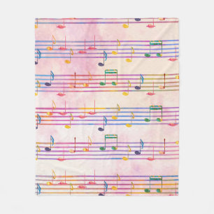 Colourful Multicolor Music Note Musician Fleece Blanket