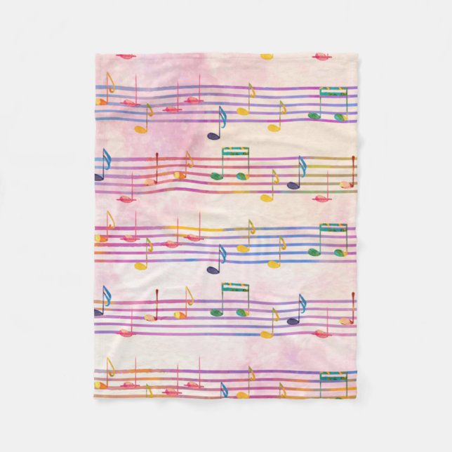 Colourful Multicolor Music Note Musician   Fleece Blanket (Front)