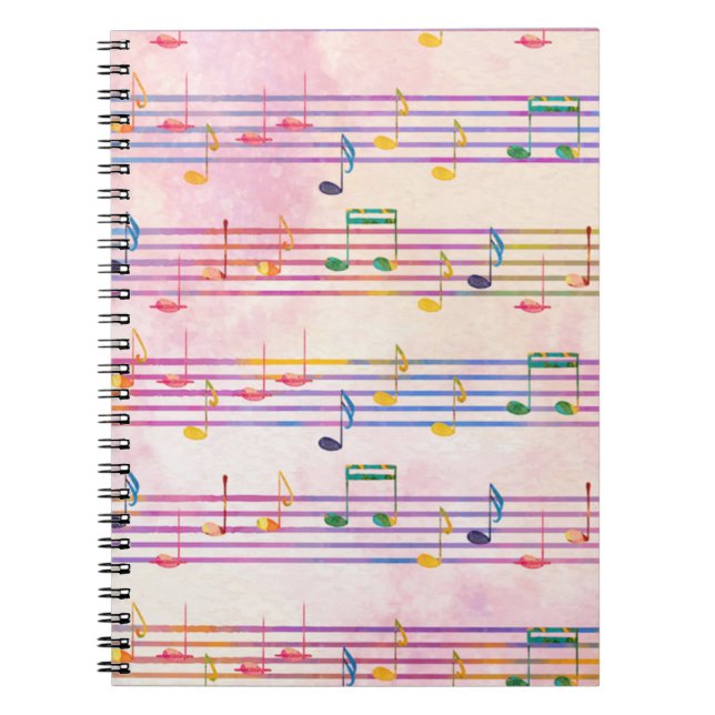 Colourful Multicolor Music Note Musician  Notebook (Front)