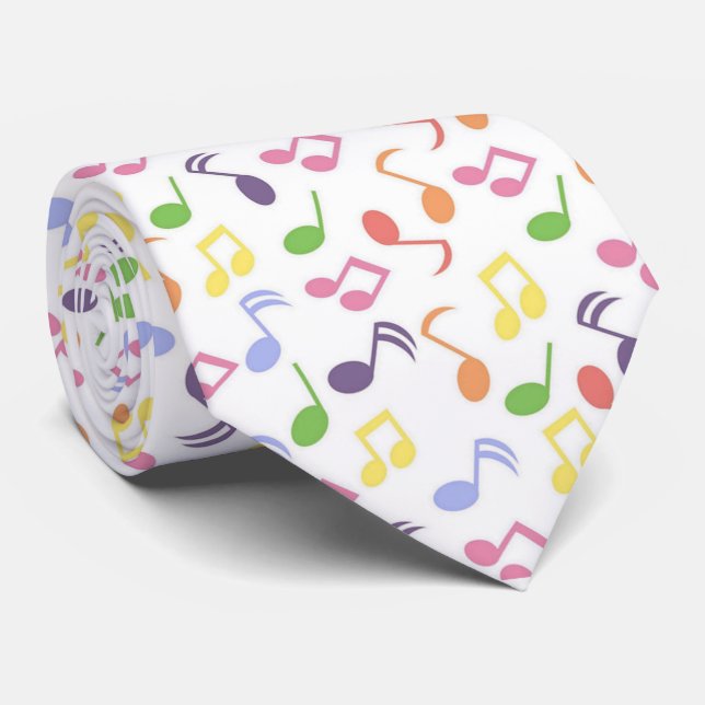 colourful multicolor music note tie (Rolled)