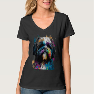 colourful multicolor Shih Tzu Portrait T-Shirt