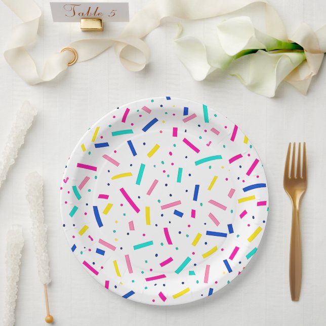 Colourful multicolor sprinkles  paper plate (Wedding)