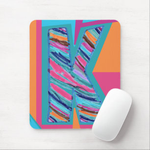 Colourful Multicolor Stripes Letter K as in Kay Mouse Mat