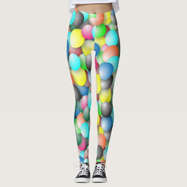 Colourful Multicolored Balloons Banner Leggings (Front)