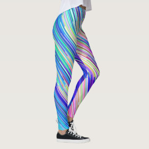 Colourful Multicolored Diagonal Stripes Leggings