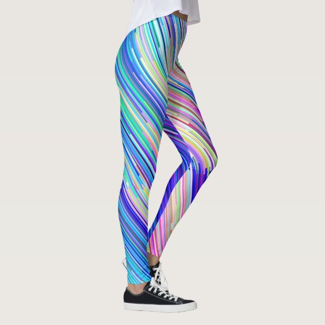 Colourful Multicolored Diagonal Stripes Leggings (Right)