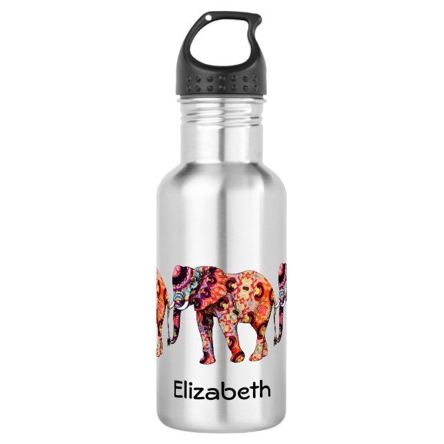 Colourful Multicolored Elephants 710 Ml Water Bottle (Front)