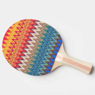 Colourful Multicolored Exotic Wavy Pattern Ping Pong Paddle