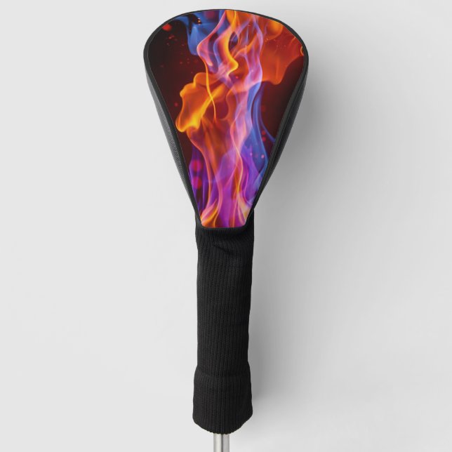 Colourful multicolored flames golf head cover (Front)