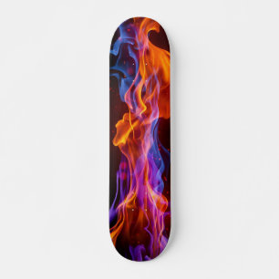 Colourful multicolored flames skateboard