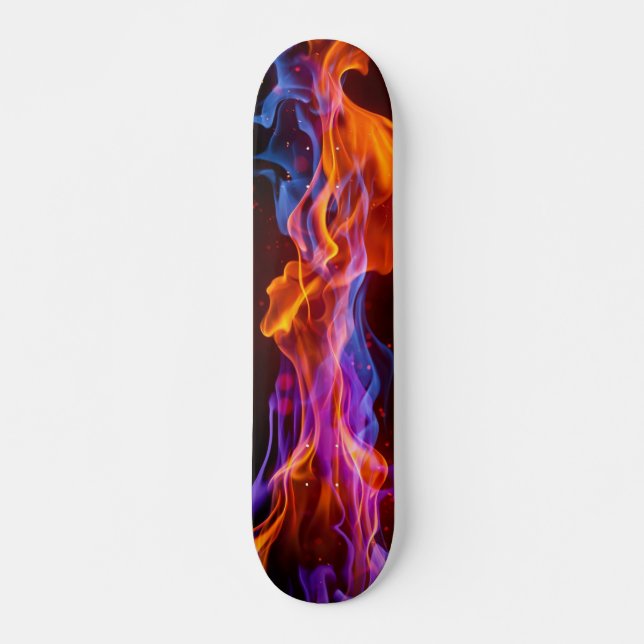 Colourful multicolored flames skateboard (Front)