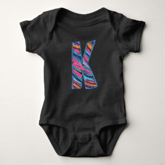 Colourful Multicolored Letter K as in Kay Baby Bodysuit