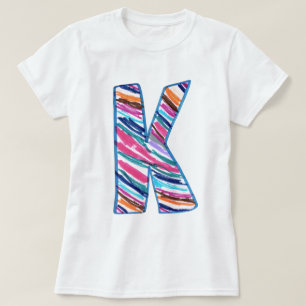 Colourful Multicolored Letter K as in Kay T-Shirt