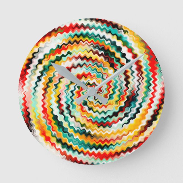 Colourful Multicolored Pattern Round Clock (Front)