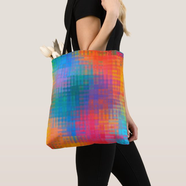 Colourful Multicolored Pattern Tote Bag (Close Up)