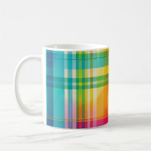 Colourful Multicolored Plaid Pink Yellow Blue Coffee Mug