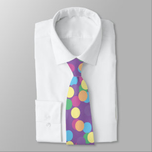 Colourful Multicolored Polka-Dots Pattern on Purpl Tie
