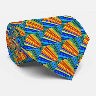 Colourful Multicolored Radiant Stripes Fan Shaped Tie