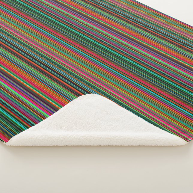 Colourful Multicolored Stripes Sherpa Blanket (3/4)