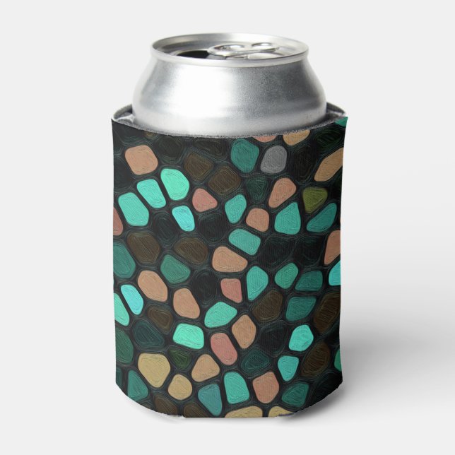 Colourful Multicoloured Mosaic Pattern Can Cooler (Can Front)