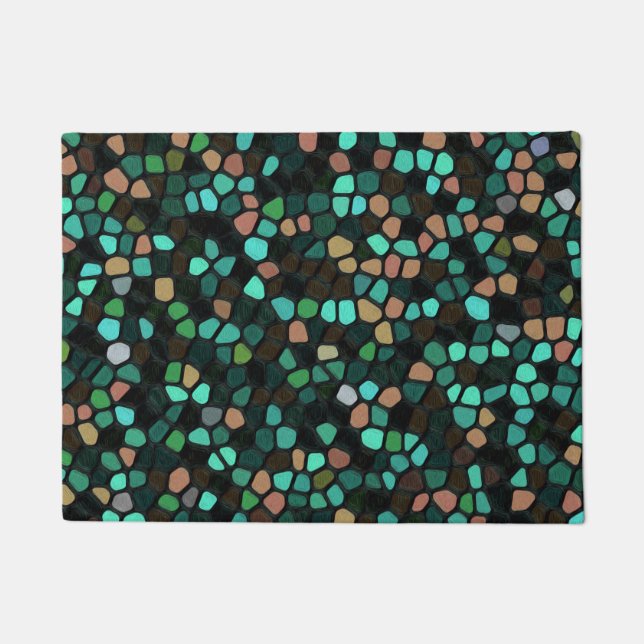 Colourful Multicoloured Mosaic Pattern Doormat (Front)