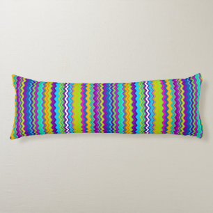 Colourful Multicoloured Wavy Line Pattern Body Cushion