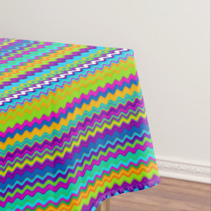 Colourful Multicoloured Wavy Line Pattern Tablecloth