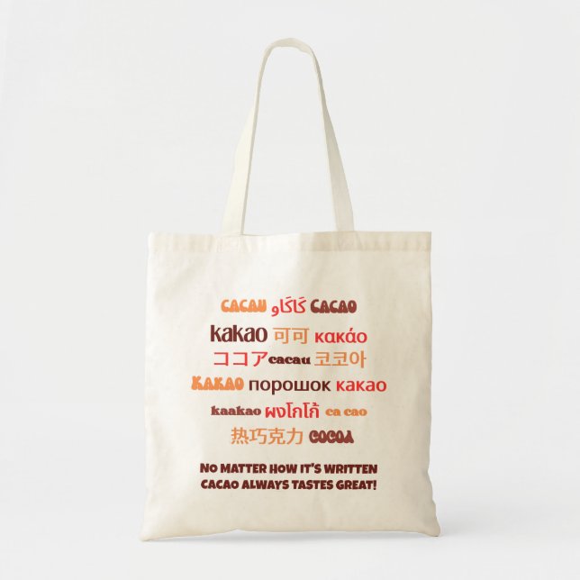 Colourful Multilingual CACAO Tote Bag (Front)