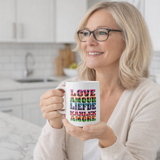 Colourful Multilingual Love Typography Design Coffee Mug
