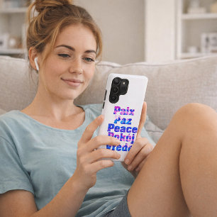 Colourful Multilingual Peace Word Art with Hearts Samsung Galaxy Case