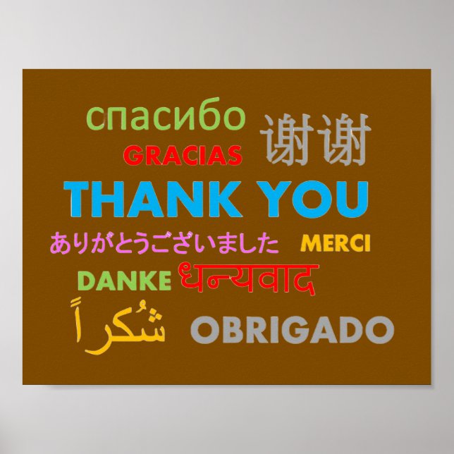 Colourful Multiple Language Thank You Poster (Front)