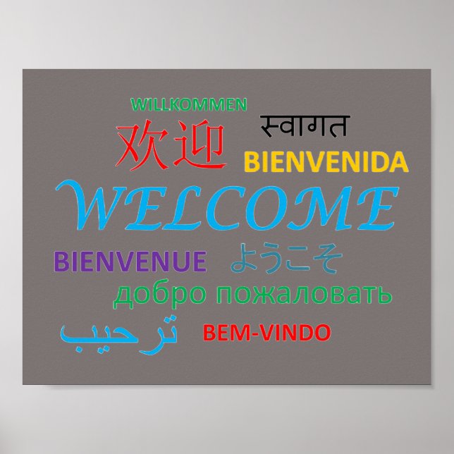 Colourful Multiple Language Welcome Poster (Front)