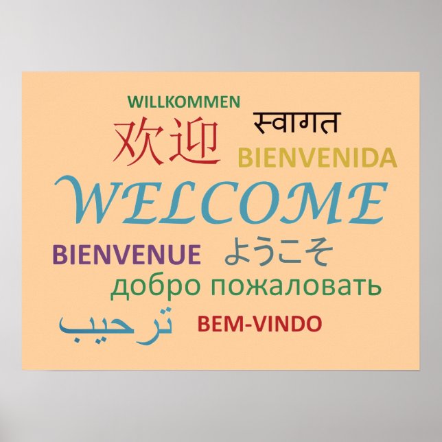 Colourful Multiple Language Welcome Poster (Front)