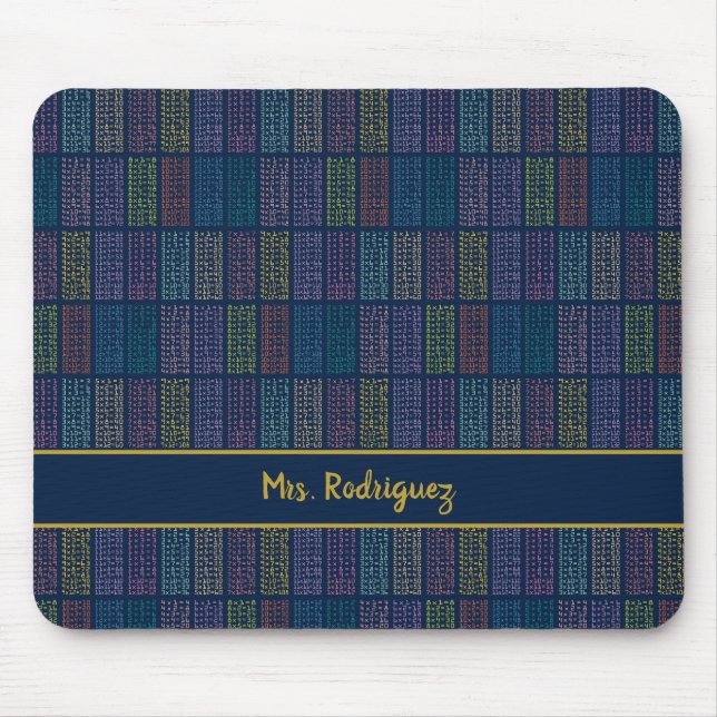 Colourful Multiplication Tables Pattern Mouse Mat (Front)