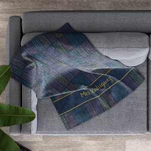 Colourful Multiplication Tables Pattern on Navy Fleece Blanket