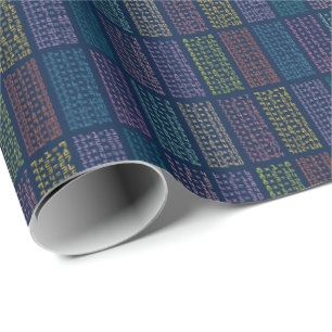 Colourful Multiplication Tables Pattern on Navy Wrapping Paper