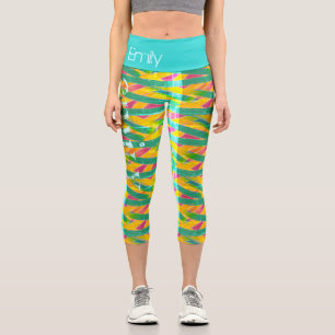 Colourful Mummy Wrap seamless design Personalised Capri Leggings