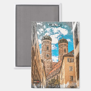 Colourful Munich Germany Frauenkirche Magnet