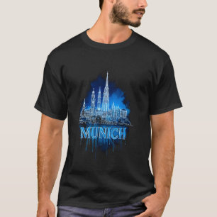 Colourful Munich Skyline Watercolor Art München Ba T-Shirt